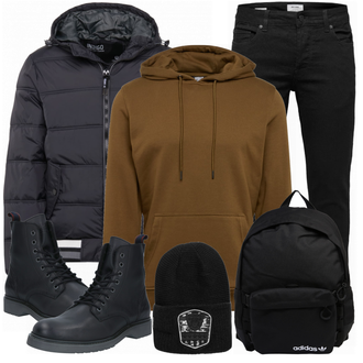 Outfit mit Blau Stiefel Jack & Jones "Winter Outfit"