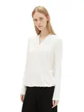 Weiß Langarm Mesh Shirt für Damen image