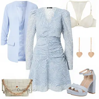 Hochzeitsgast Outfit mit Hellblau/Blau High Heel/Sandalen Mit Blockabsatz/Sandalette/Plateau Sandale/Sandalen Mit Absatz/Spangenschuh/Sommer Schuh About You "Femininer Sommerlook"
