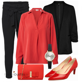 Outfit mit Beige/Rot High Heel Högl "Business Look für Damen"