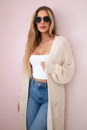 Long cardigan sweater beige
