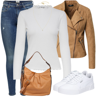 Outfit sa Smeđa Jakna za Kišu/Jakna narodne nošnje/Prijelazna Jakna Only "Zimski outfit"