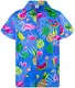 King Kameha Funky Hawaiihemd, Kurzarm, Flamingos Melonen, Indigoblau, M