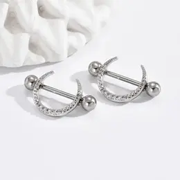 2pcs/set Stainless Steel Moon Piercing Barbell, Synthetic Cubic Zirconia, Sexy For , All Body Jewelry