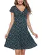 Beyove Damen Blümchenkleid A Linie Jersey Blumenkleid Sommerkleid Knielang Kurzarm Floral Sexy Freizeitkleider Blumenmuster Sommer Leicht M 38