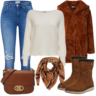 Gefütterte Outfit mit Rot Plateau Halbschuh/SchneeStiefel/Plateauschuh/Plateau Stiefel/Stiefel Mit Reißverschluss Tom Tailor "Winter Outfit"