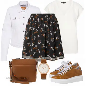 Outfit mit Grau/Creme/Hellgrau/Weiß Mantel/Bluse Große Größe/Crop Jacke/Kurzjacke/Jeansjacke/Shirtjacke/Kurze Jeansjacke/Sommerjacke Only "Einzigartiges Freizeit Outfit"