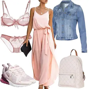 Sommer Outfits Sexy mit Rosa Lederjacken für Männer/Wäsche-Set/BH Slip/Dessous-Set Aus Spitze Nanier "Outfit für den Sommer"look: Sexy