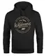 Neverless® Hoodie Herren Adventure Logo Berge Mountain Bär Wilderness Schriftzug Fashion Streetstyle Kapuzen-Pullover Männer schwarz M