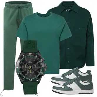 Outfit mit Grün/Dunkelgrün Jogginghose/Trainingshose/Sporthose/Jerseyhose/Fleecehose/Musselin Hose/Lange Hose/Schlupfhose/Jogger Hose kosta williams x about you "Perfekt für den Frühling"