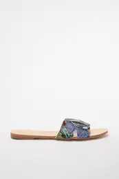 Blue Snake Patterned Women's SlippertakS20TE0096