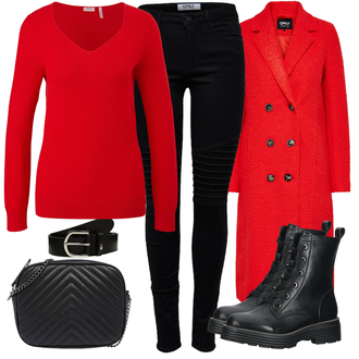 Motorrad Outfit mit Schwarz Treggings/Motorradhose/Skinny Hose/Jeggings/Leggings mit Schlitz/Cord Legging Only "Cooles Winter Outfit"Look: Reiten, Motorrad, Laufen