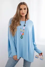 Kesi Woski Oversize blouse with necklace blue