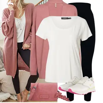 Outfit met wit/Crème/roze/geel Leren Sneaker/Platte Sneaker/Vintage Sneaker/Teddy Sneaker/Smalle Sneaker/Chunky Sneaker/Zomer Sneaker/Lage Sneaker Tamaris "Modieuze lente-outfit"