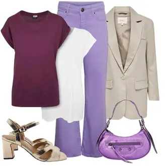 Zomer Outfits Met Een Rock-stijl met purper Schoudertas/Schoudertas/Kleine Tas/Schooltas/Brief Portemonnee notre-v "Outfit voor de zomer"Look: Retro, Glamoureus, Met Een Rock-stijl, Elegant, Vintage, Casual, Jaren 50, Edele, Chique, Met Metaal, Klassiek