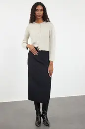 Stone Crop Crew Neck Jacket Look Knitwear Cardigan