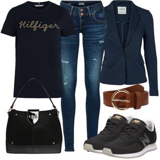 Outfit mit DunkelBlau/HellBlau/Blau Lederjacke/Blazerjacke/Blusenblazer/Boyfriend Blazer/Lässiger Blazer/Baumwoll ­Blazer/Eleganter Blazer/Strick­blazer/Kurzblazer/Sweatblazer/Lederjacke für Männer/Lederjacke VERO MODA "Freizeit Outfit"