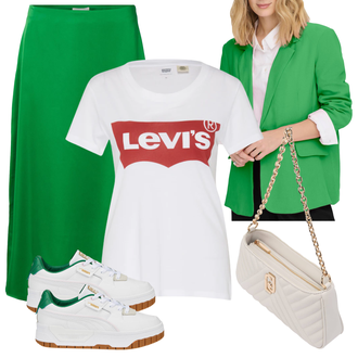 Prošívaný Outfit s Šedá Doplňek/Dlouhá tylová sukně/Taška/Dlouhé Šaty/Dlouhý Zimní Kabát Liu Jo "Jarní outfit"