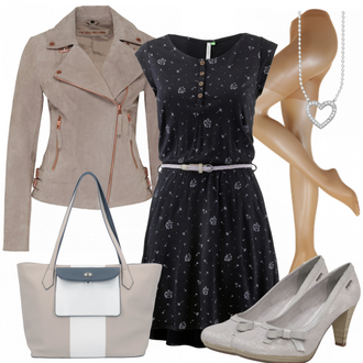 Gefütterte Outfit mit Grau/Beige/Lila/Braun Mantel/Herbstjacke/Bikerjacke/Cordjacke/Außergewöhnliche Jacke/Jacke mit Seitlichem Reißverschluss/Lederjacke/Motorradjacke/Frühlingsjacke/Sommerjacke/Wolljacke Freaky Nation "Beautiful"