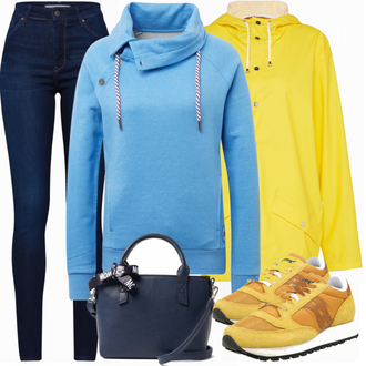 Outfit mit Sneaker Saucony "raincoat gelb"
