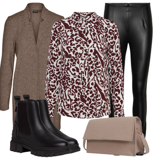 Feest Outfits Verjaardag Winter met Donkerrood/Bourgondisch/rood/purper Blouse topje/Overhemd top/Feest top/Shirt met lange mouwen/Sports da-trui Ichi "Herfstse vrijetijdskleding"Look: Jubileum, Valentijnsdag, 60e verjaardag, 50e verjaardag, 18e verjaardag, Concert, 40e verjaardag, Verjaardag