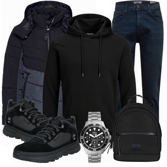 Outfit mit Blau Sneaker Timberland "Winter Outfit"