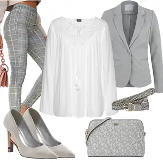 Sommer Outfits Kurz mit Grau/Hellgrau/Braun Tweed Hose/Karierte Hose/FlanellHose Lascana "Modischer Sommer Look"