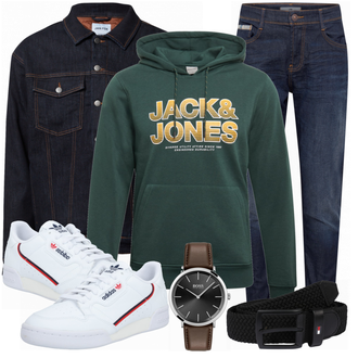 Outfit mit Grau/Weiß Sneaker/Leder Sneaker Adidas Originals "Cooles Outfit"