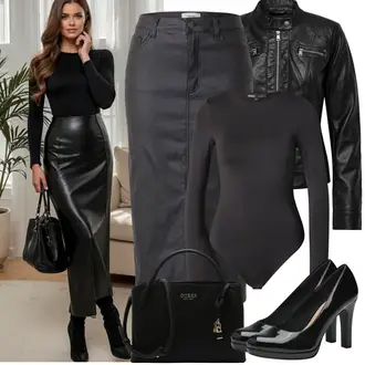 Schicke Outfits mit Schwarz/Rot Große Größe Mantel/Bikerjacke/Kunstlederjacke/Lederjacke/Motorradjacke Only "Frühling outfit"