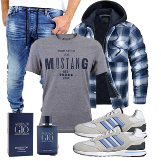 Outfit mit Blau/DunkelBlau/HellBlau WinterPullover/KapuzenPullover/Sport Hoodie/Hoodie/Ausgefallener Hoodie/Strick Hoodie/Sweatjacke TACVASEN "Cooles Outfit"