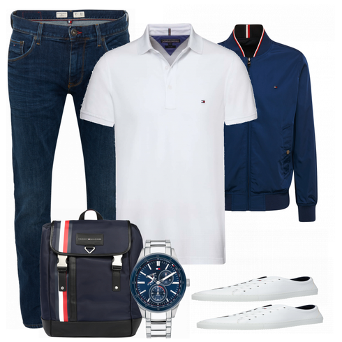 Grau/Weiß Poloshirt Tommy Hilfiger kombinieren