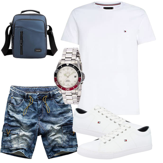 Outfit mit Grau Schuh Sneaker/Schuh Tommy Hilfiger "Cool Outfit"