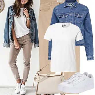 Na Procházku Outfit s Bílá Nízká Teniska/Teniska s dírkovaným vzorem/Úzká teniska/Teniska na platformě Puma "Jarní Outfit"Look: Na Procházku, Skating, Bruslení