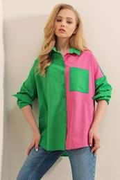 20116 Color Block Shirt - Green